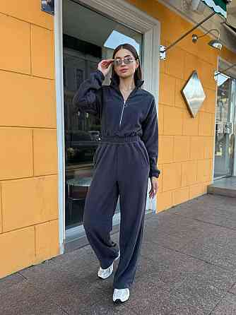 Женский теплый комбинезон из турецкого флиса Графит, 46/48 Одесса