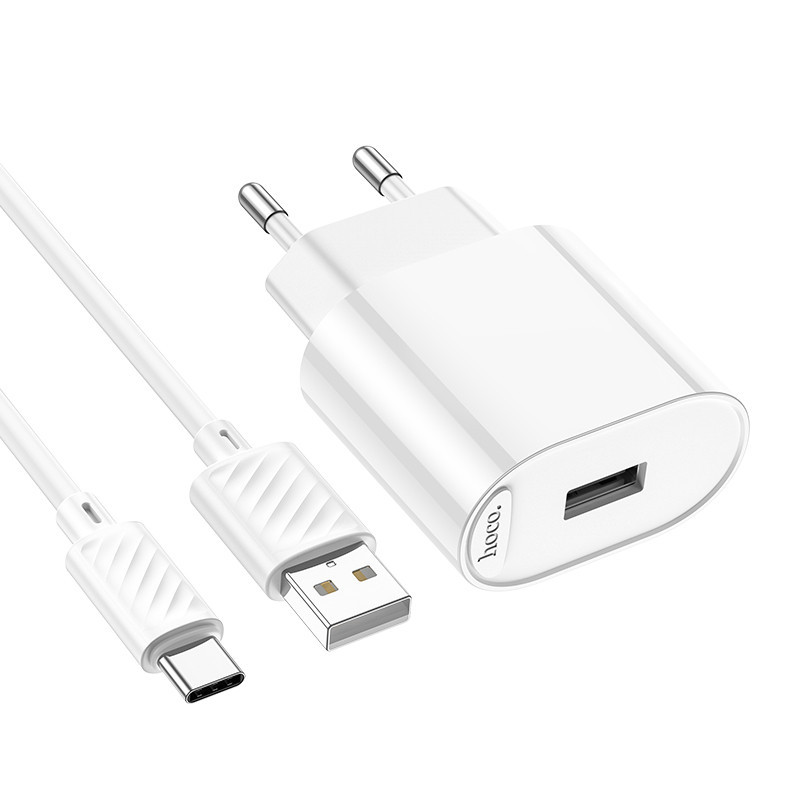 Зарядное устройство HOCO C109A с кабелем Type-C, белое Киев - изображение 8