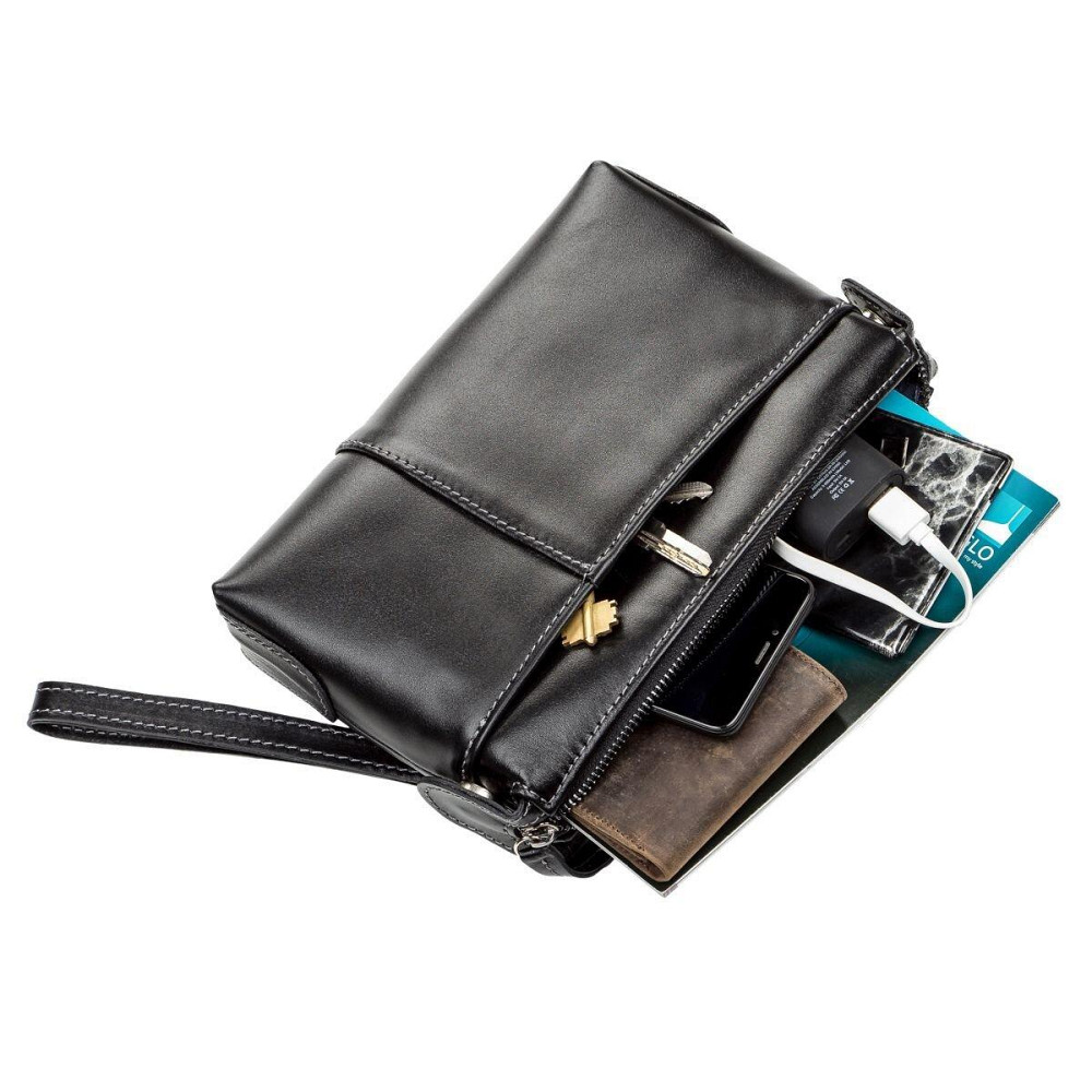 Чоловічий клатч SHVIGEL 11084 шкіряний Чорний Київ - фото 5