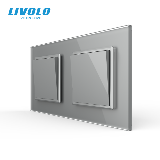 LIVOLO Двоклавішний вимикач (1-1) Livolo сірий скло (VL-C7K1K1-15) Коломия