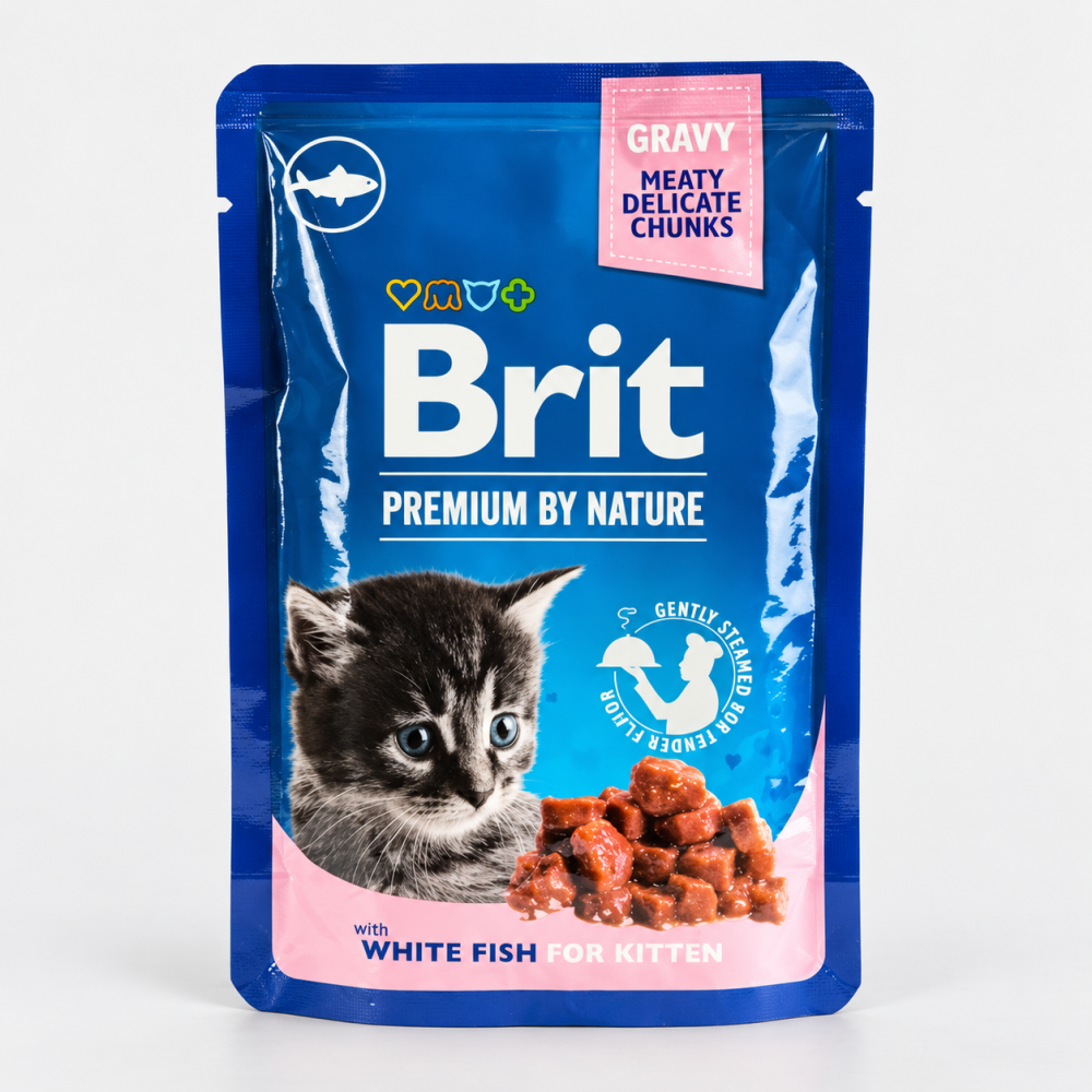 Вологий корм Brit Premium Cat pouch для кошенят, біла риба, 100 г Київ - фото 7