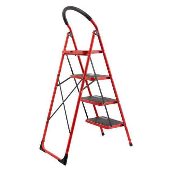 Драбина сталева, 4 сходинки, 380×260 мм, висота: 1374 мм, висота до платформи: 972 мм INTERTOOL LT-0038 Київ
