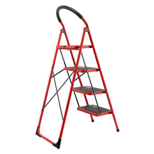 Драбина сталева, 4 сходинки, 380×260 мм, висота: 1374 мм, висота до платформи: 972 мм INTERTOOL LT-0038 Киев - изображение 2