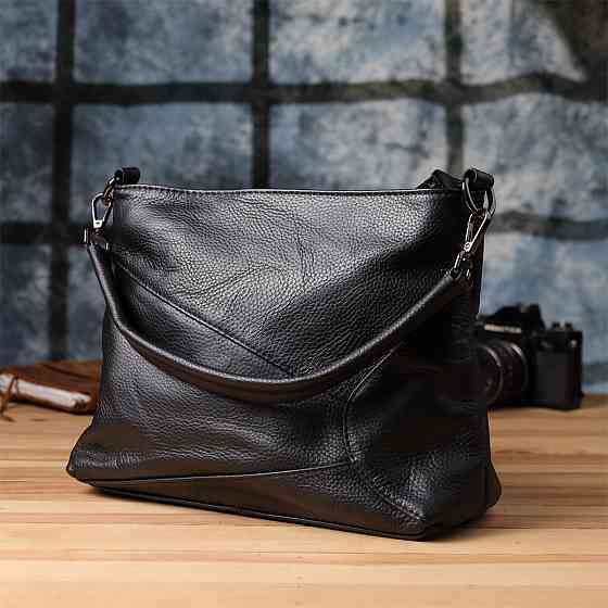 Невелика жіноча сумка з двома ремінцями з натуральної шкіри Vintage 23014 Чорний Київ