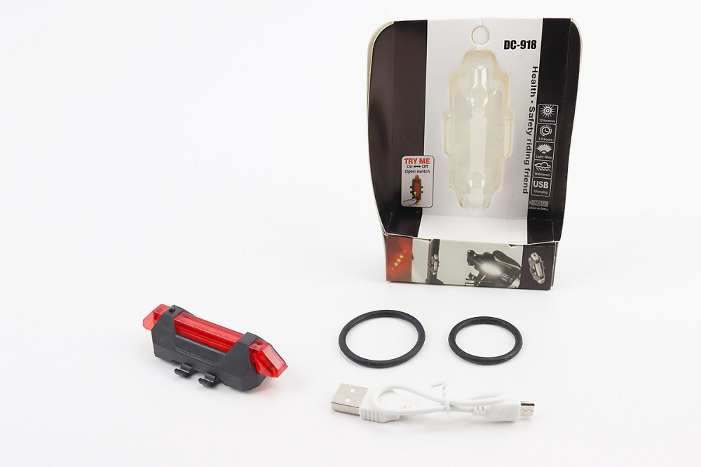 Ліхтар задній 5 діодів 15 lumen, Li-ion 3.7V 330mAh зарядка від USB, вологозахисний, BS-216/DС-918 Київ - фото 1