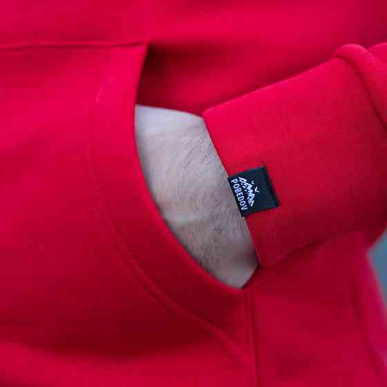 Тепле чоловіче худі на флісі з капюшоном червоне Pobedov 007 ЗИМА Київ