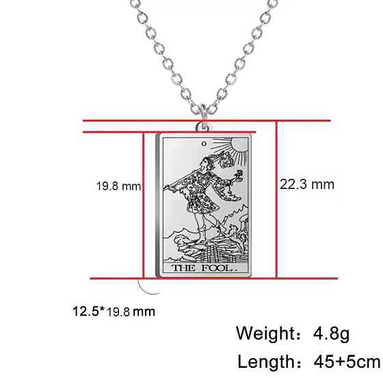 Підвіска Таро Шут на ланцюжку, кулон The Fool, прикраса таро срібляста Київ