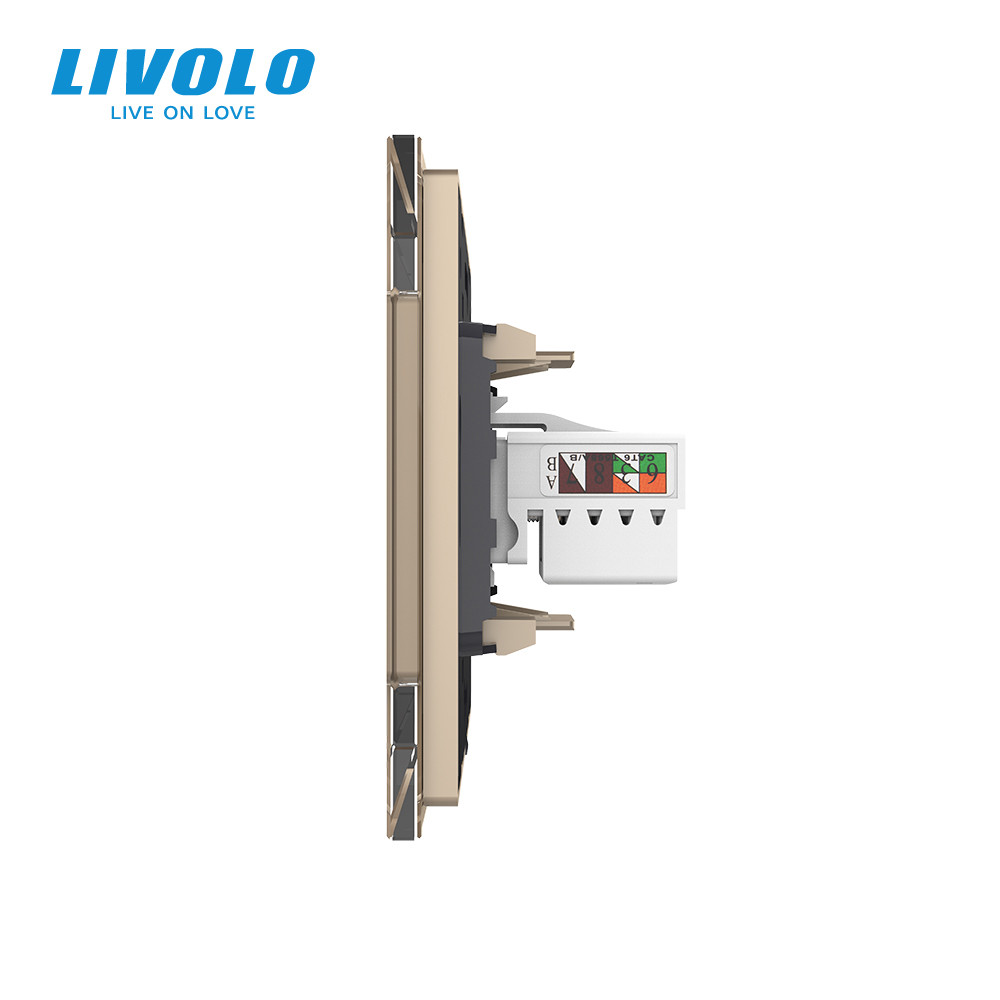 LIVOLO Розетка комп'ютерна RJ-45 і ТБ розетка Livolo золото скло (VL-C791VC-13) Коломия - фото 3