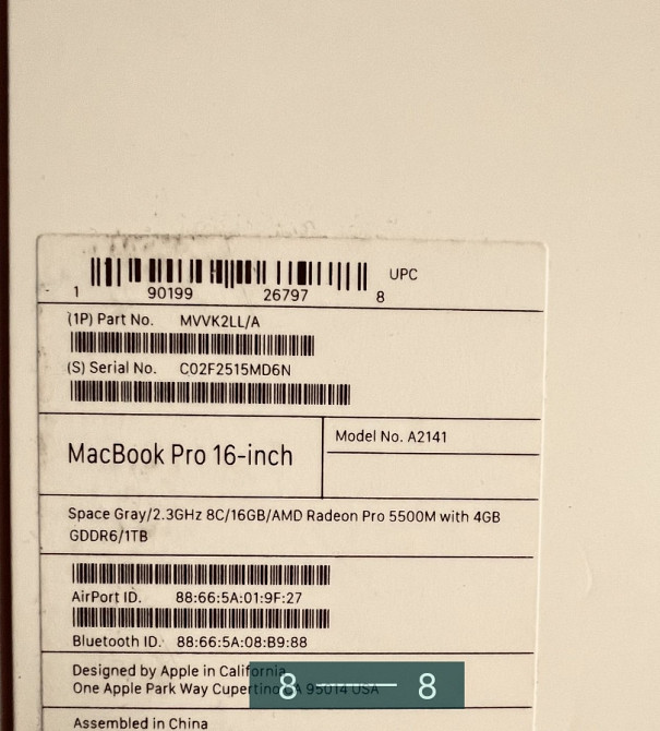 Ноутбук: A2141 Space Gray / 2.3GHz. 8C/ 16Gb./ AMD Radeon Pro 5500M. Киев - изображение 8