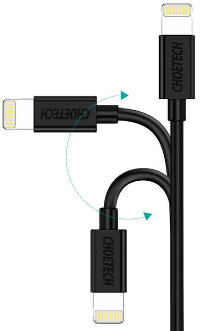 Кабель USB AM-Lightning M, 1.2 м, MFi 2.4A, чорний Choetech Вінниця - фото 3