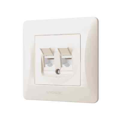 Комп'ютерна розетка Videx BINERA CAT6 + CAT6 подвійна кремова (VF-BNSK2PC6-CR) Вінниця