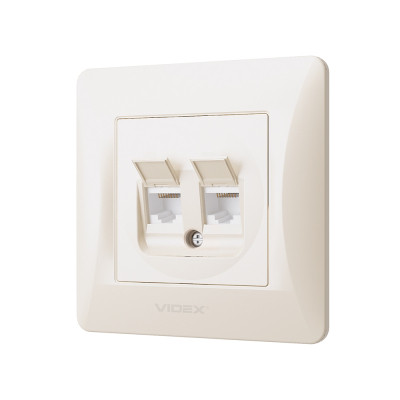Комп'ютерна розетка Videx BINERA CAT6 + CAT6 подвійна кремова (VF-BNSK2PC6-CR) Вінниця - фото 2
