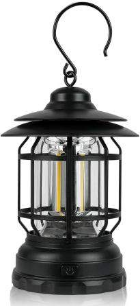 Кемпінговий ліхтар Flintronic, ретро LED COB, 360° тепле світло, димер, IPX4, на 3 батарейках AA, підвісний Київ