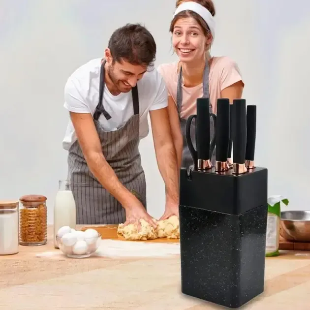 Набор кухонных ножей на подставке Knife Set 7 предметов из нержавеющей стали Коломия - фото 2