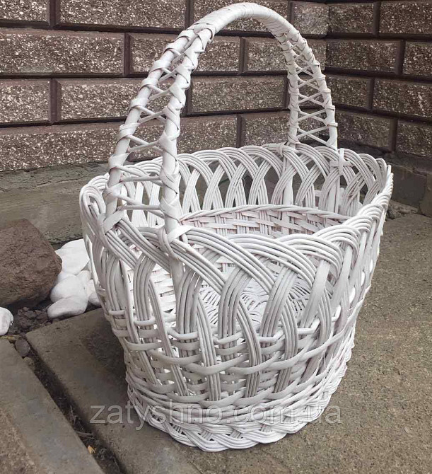 Белая корзина из лозы | корзина пасхальная от производителя | корзина на пасху из лозы Киев - изображение 4
