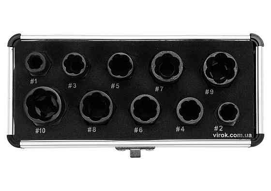 Набір екстракторів YATO для зломаних головок болтів і гайок з квадр.- 3/8". 10 Од. [20] Одеса