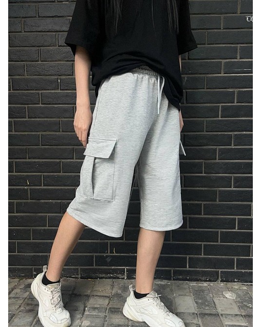 Жіночі повсякденні оверсайз шорти карго-бермуди двонитка Одеса - фото 3