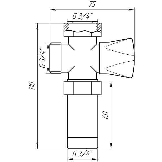 Кран вентильний для пральної машини Q PROFESSIONAL 3/4″x3/4″x3/4″ з подовжувачем NV-QP170 (000008977) Київ