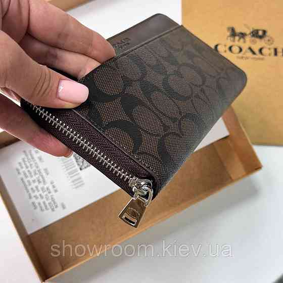 Мужской брендовый кошелек на молнии Coach (1380) brown Киев