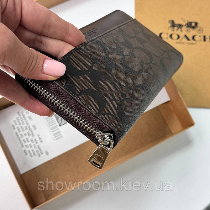 Мужской брендовый кошелек на молнии Coach (1380) brown Киев - изображение 3