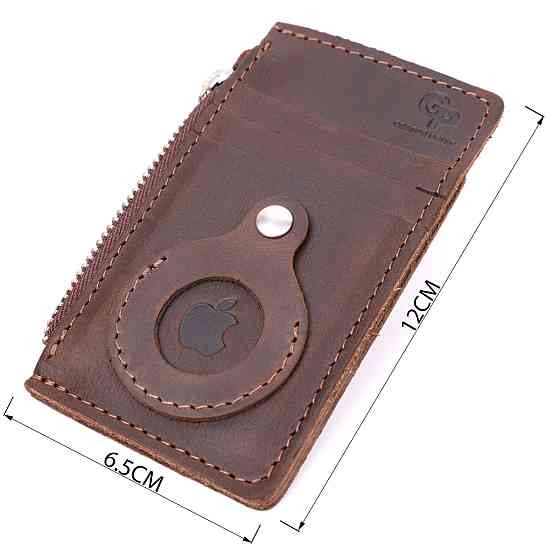 Оригінальний картхолдер з утримувачем для Apple AirTag з натуральної шкіри GRANDE PELLE 11627 Коричневий Київ