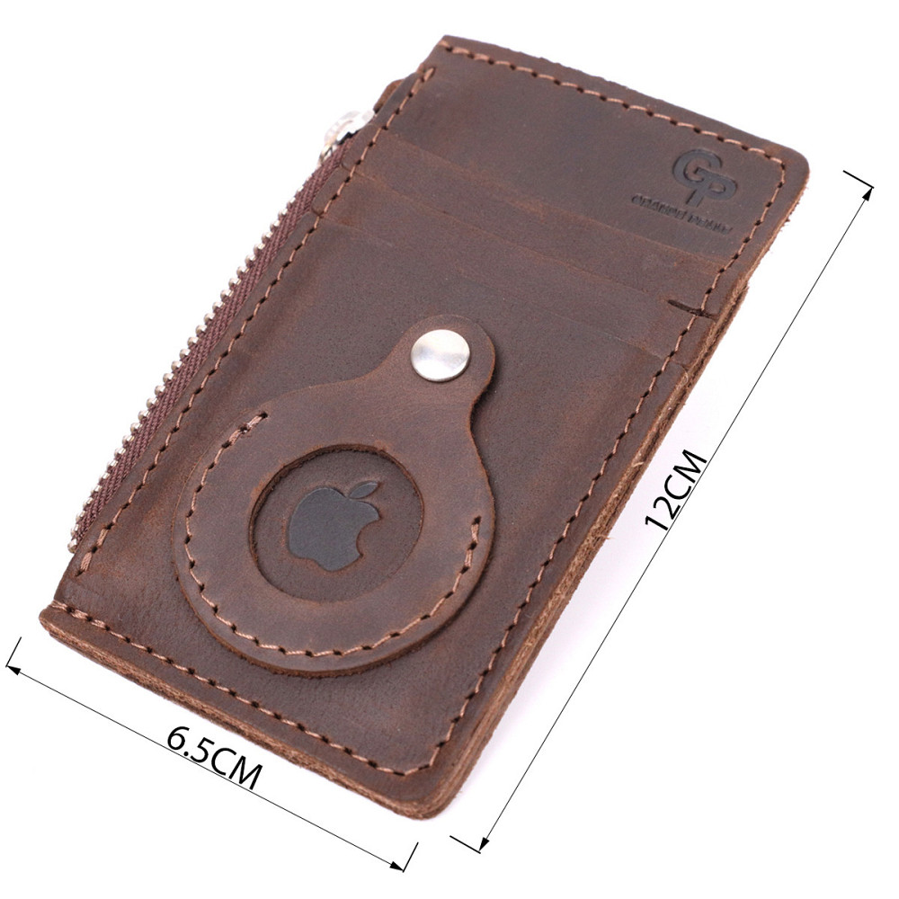 Оригінальний картхолдер з утримувачем для Apple AirTag з натуральної шкіри GRANDE PELLE 11627 Коричневий Київ - фото 3