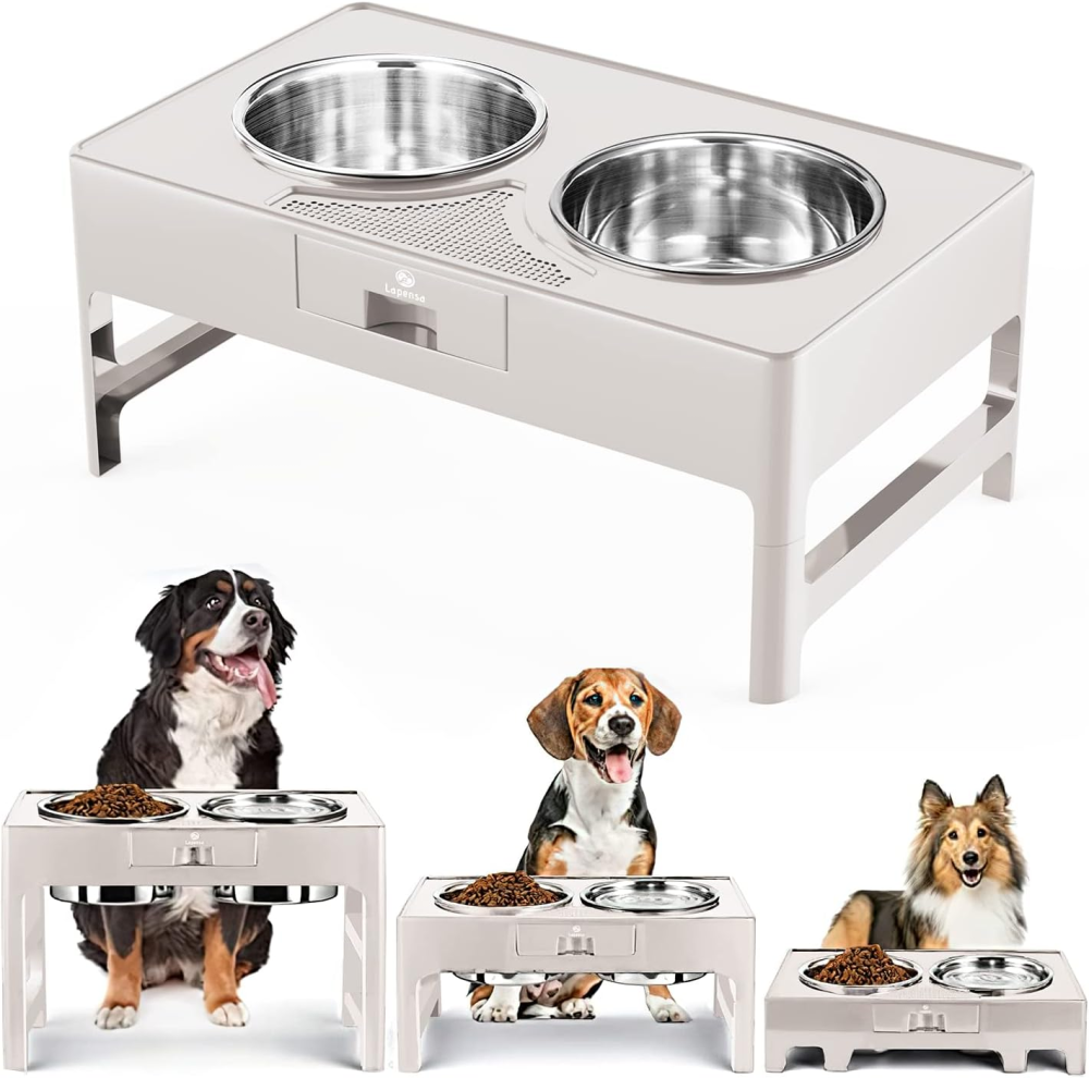 Подвійна миска для собак з нержавіючої сталі з регульованою підставкою Луцьк - фото 2