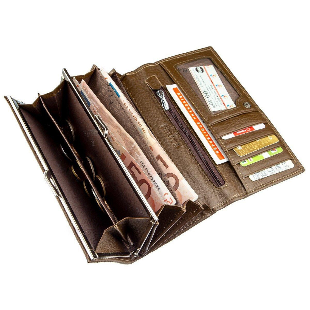 Кошелек горизонтальный со стразом женский кожаный BALIYA 18977 Коричневый Киев - изображение 3