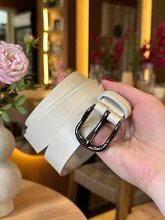 Кожаный женский ремень в белом цвете 6231 Киев