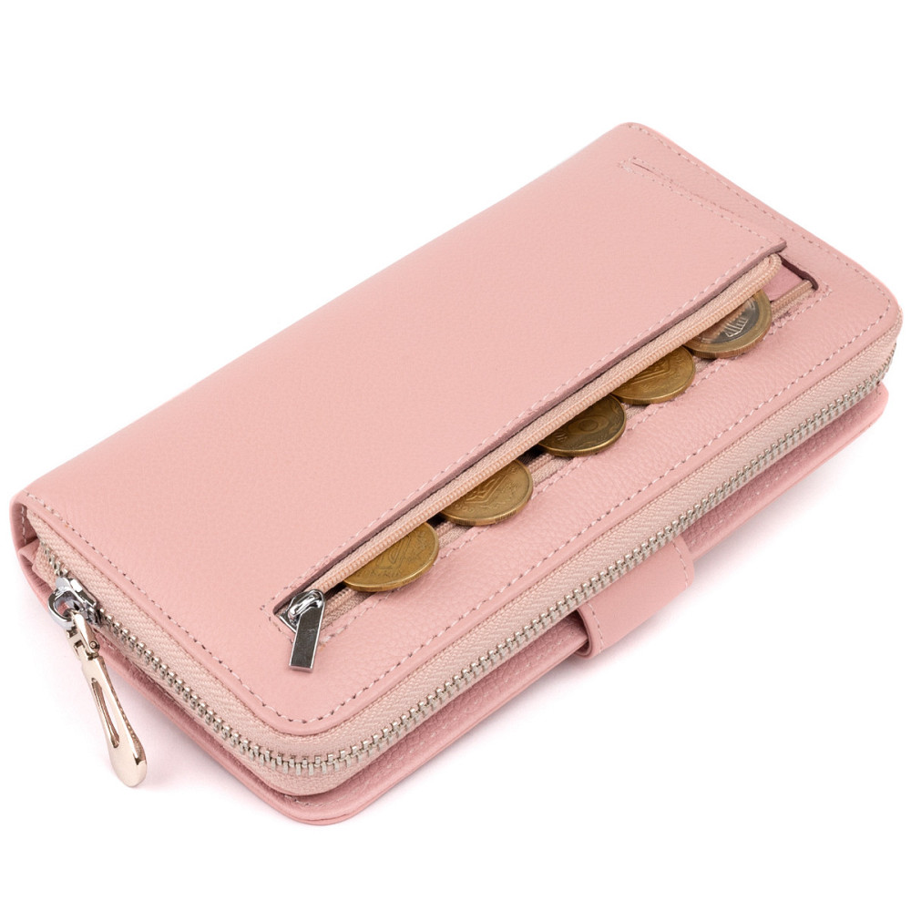 Вертикальний місткий гаманець зі шкіри жіночий Рожевий (ST Leather) Київ - фото 6