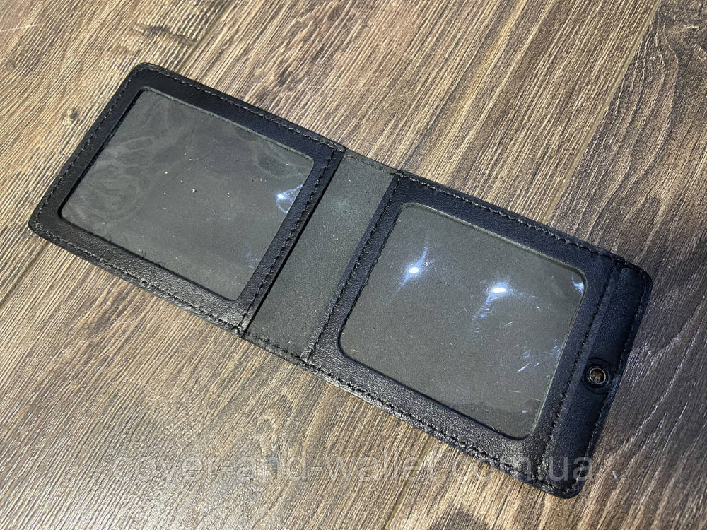 Шкіряна обкладинка на посвідчення Укрзалізниця чорного кольору Київ - фото 7