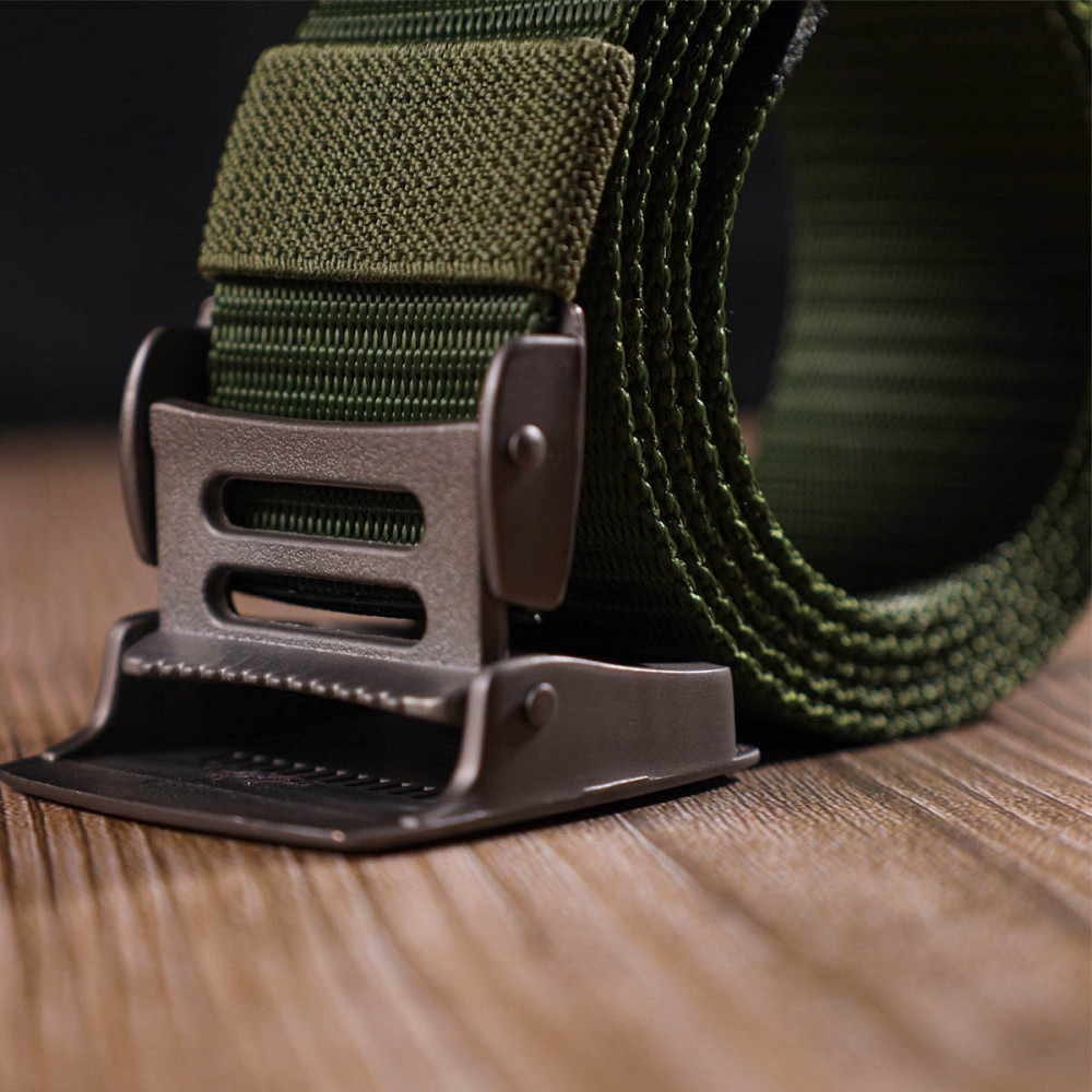 Крепкий мужской ремень с металлической пряжкой из текстиля 20595 Vintage Зеленый Киев - изображение 10
