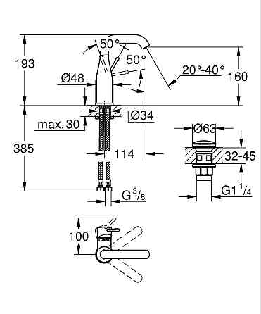 Змішувач для раковини Grohe Essence New   ( 24181001 ) 32957 Харків