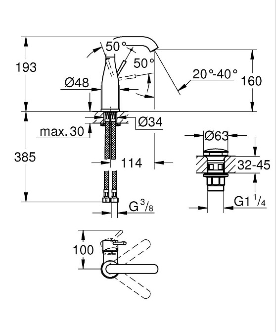Змішувач для раковини Grohe Essence New   ( 24181001 ) 32957 Харків - фото 3
