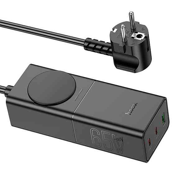 Мережевий зарядний пристрій Hoco NS4 Sharp PD65W(2C1A) desktop socket(EU/GER) Black (6942007617352) Київ