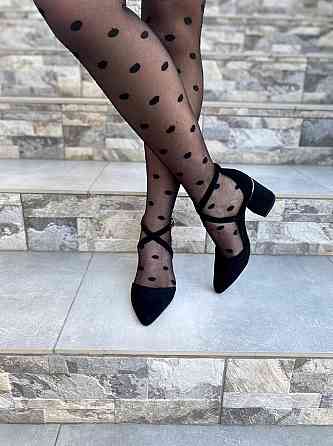 VIKA Босоніжки жіночі чорні VIKA L120-21 літні з еко-замші на стійких підборах із закритим носк Коломия