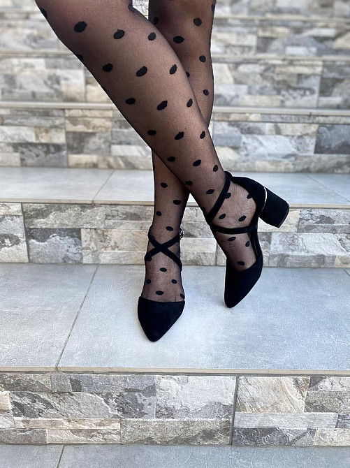 VIKA Босоніжки жіночі чорні VIKA L120-21 літні з еко-замші на стійких підборах із закритим носк Коломия - фото 2