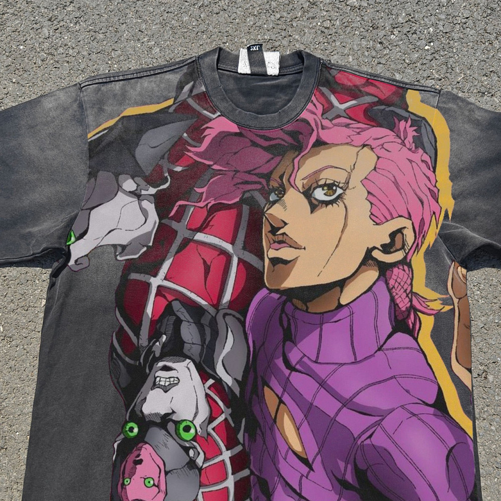 Футболка для мальчика с принтом аниме Аниме Джоджодиаволо Король Кримсон оверсайз (рост от 165 до 180 ) Черний Днепр - изображение 2