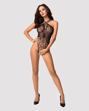 Бодістокінг з великою та дрібною сіткою Obsessive B118 teddy S/M/L, чорний, з доступом Львов