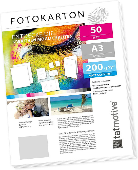 Фотокартон для лазерной печати A3 200 г/м² матовый белый двусторонний 50 листов Киев - изображение 1