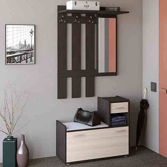 Прихожая Эверест Тандем с вешалкой и тумбой (правая) для обуви венге + дуб молочный (DTM-2456) Львов