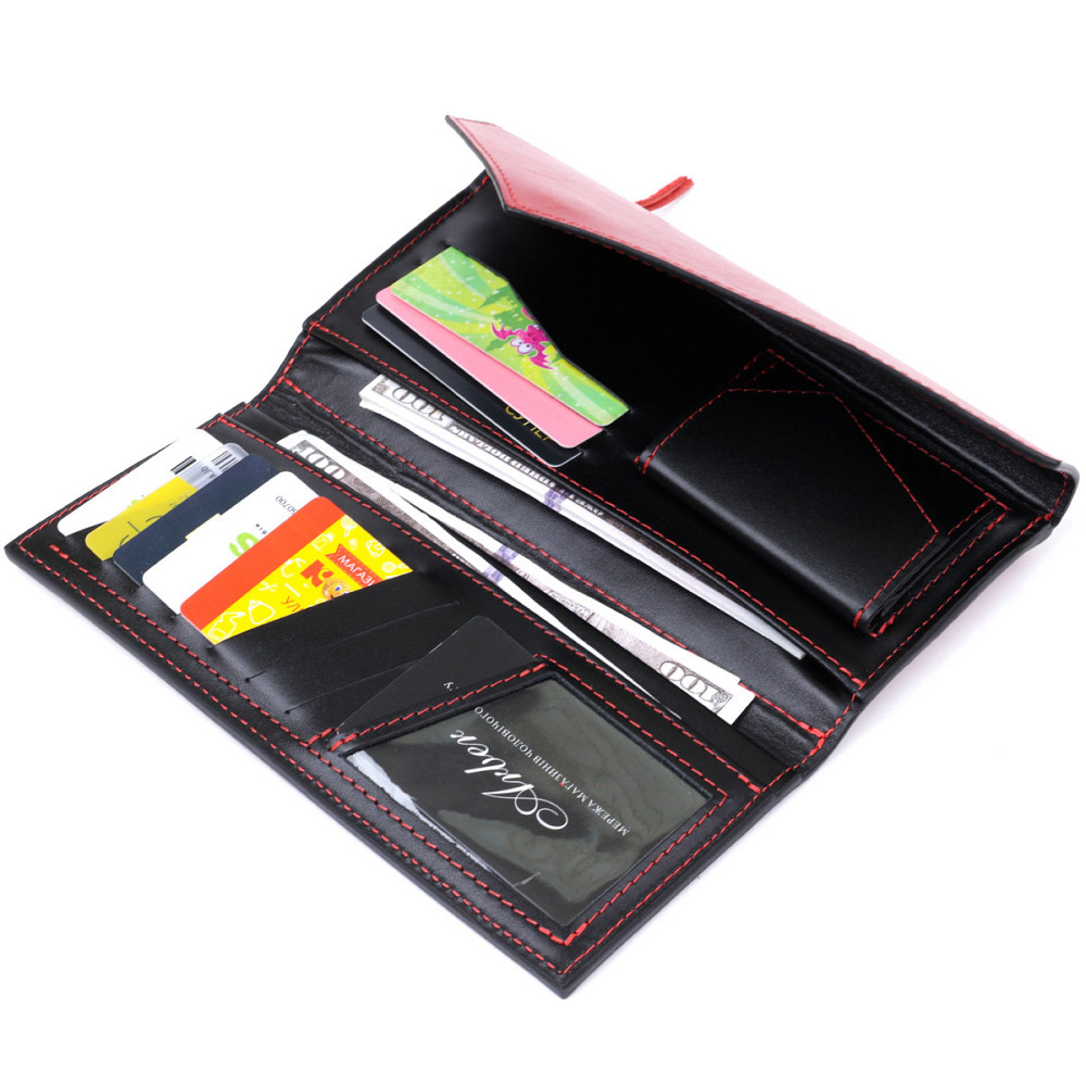 Жіночий місткий гаманець GRANDE PELLE 11368 Червоний Київ - фото 5