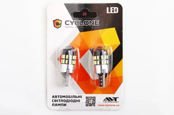 Лампа диодная 12В безцок. T10 30-SMD 3014 CAN с линзой Cyclone 390лм (2 шт.) Винница