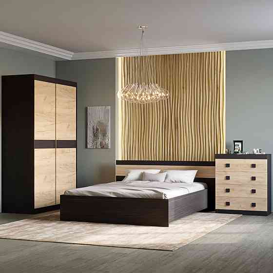 Спальня Соната Эверест Комплект 15 (модульная - 3 элемента) венге темный + дуб крафт золотой (DTM-2621) Львов