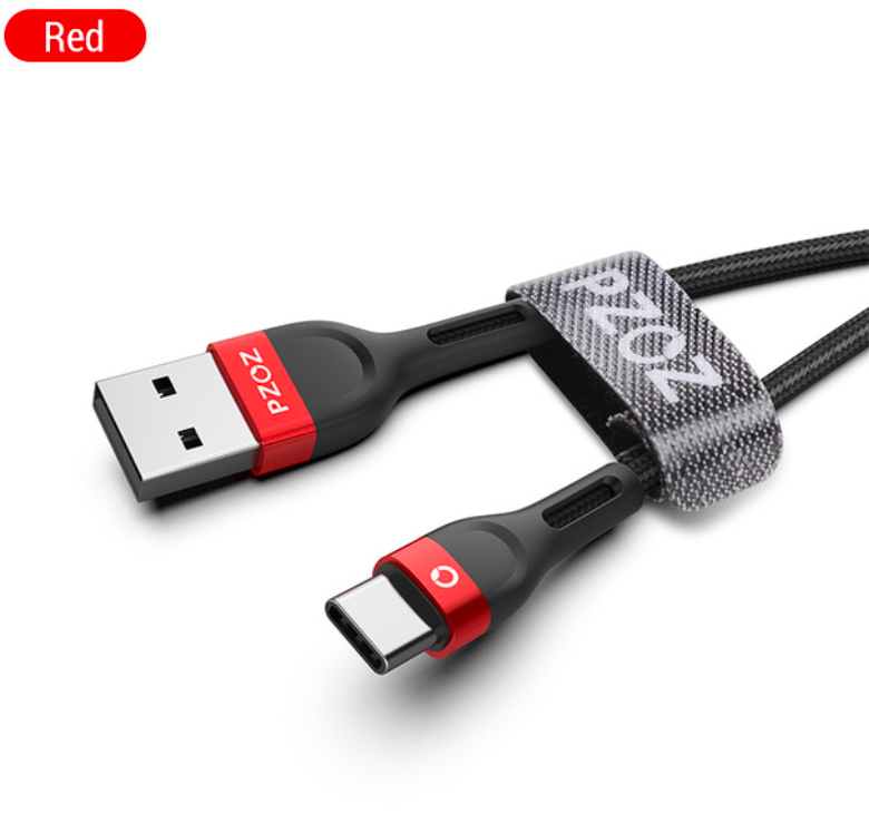 Кабель Type-C PZOZ 2m Black/Red Київ - фото 1