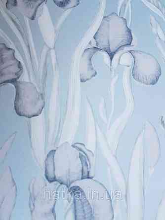 Шпалери флізелінові Decoprint Elisir EL21023 квіти сірі листя білі на блакитному однотоне Київ