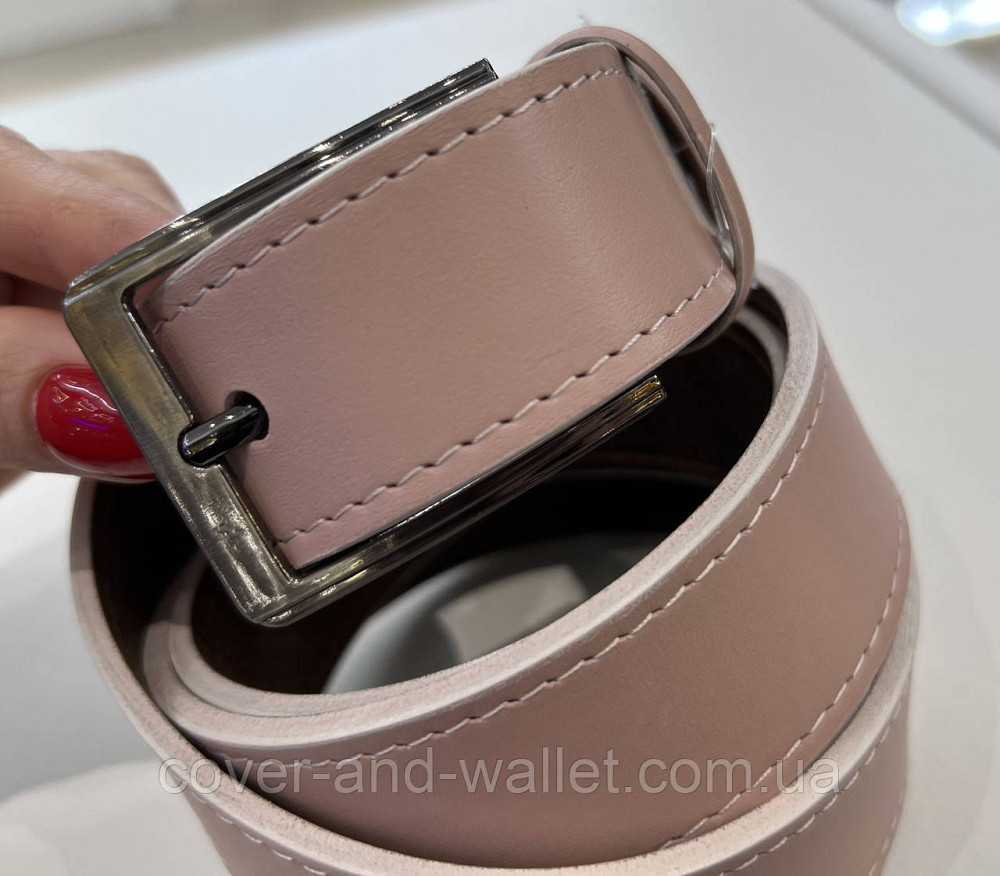 Красивый пудровый женский ремень из натуральной кожи 35мм PS Leather Киев - изображение 7