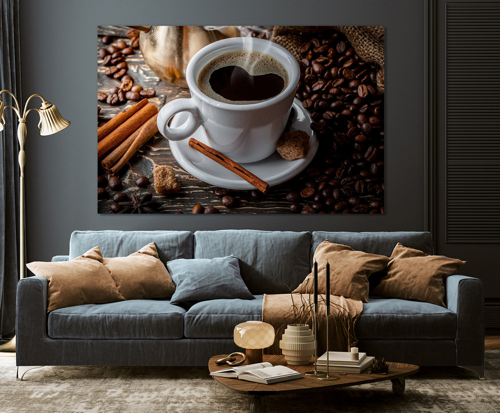 Картина полотно у вітальню / спальню  Аромат кави   MLP_353 ( 60х30см ) 80x120 см Київ - фото 3