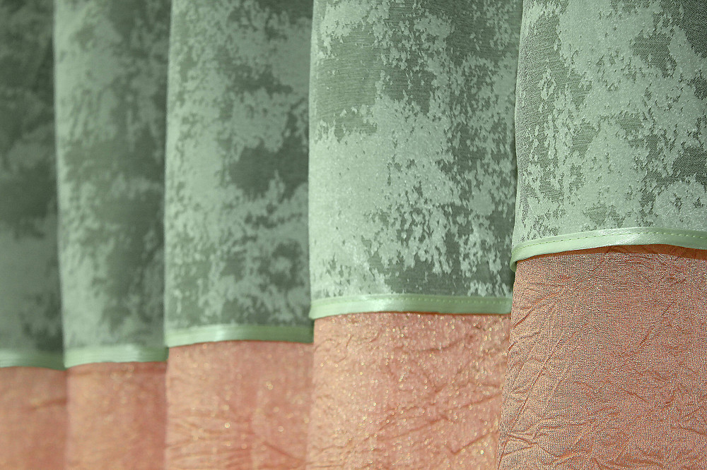 Кухонные шторы VR-Textil № 073к с ламбрекеном и подхватами персиковый с оливковым 270х170 см (52-0477) Киев - изображение 4