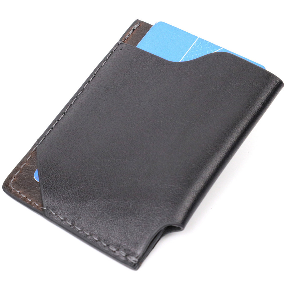 Стильний картхолдер з утримувачем для Apple AirTag з натуральної шкіри GRANDE PELLE 11610 Чорний Київ - фото 4